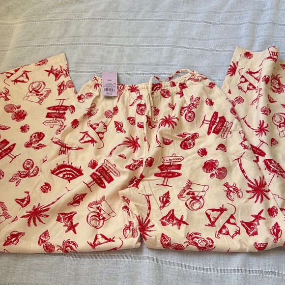 Wild Fable Red Seashell Pull-On Linen Drawstring pants. - Picture 9 of 12